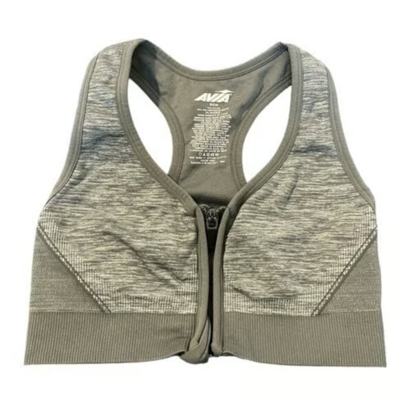 Avia Gray Zipper Racerback Sports Bra Size Small EUC #M-054 - Picture 1 of 4